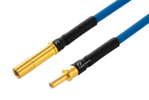 MIL Size 12 D38999 Contact Pin to MIL Size 12 D38999 Contact Socket Cable Using PE-P086 Coax with Heat Shrink, LF Solder