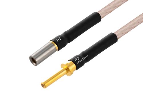 MIL Size 16 Contact Pin to MIL Size 16 Contact Socket Cable, D38999 Series II, Using M17/113-RG316 Coax with Heat Shrink, LF Solder