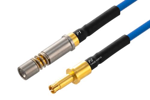 SMPM Size 12 D38999 Contact Pin to SMPM Size 12 D38999 Contact Socket Cable Using PE-P047 Coax with Heat Shrink, LF Solder