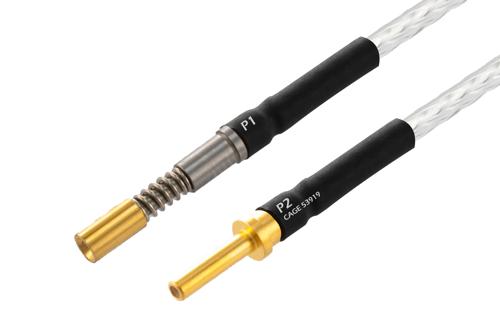 SMPS Size 16 Contact Pin to SMPS Size 16 Contact Socket Cable 24 Inch Length Using PE-SR047FL Coax with Heat Shrink, LF Solder