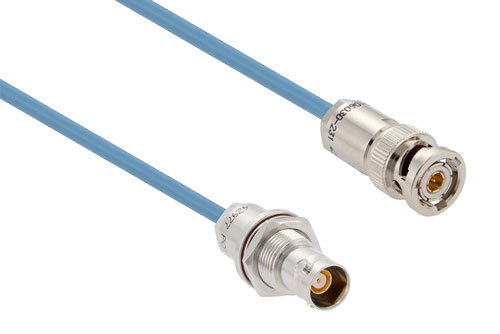 Lead Free 78 Ohm TRB 3-Slot Solder/Clamp Plug to 3-Lug Solder/Clamp Non-Insulated Bulkhead Jack for PE-30-02003 Twinax (.150 O.D.) Cable