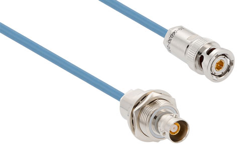 Lead Free 78 Ohm TRB 3-Slot Solder/Clamp Plug to 3-Lug Solder/Clamp Insulated Bulk Head Jack  for PE-30-02003 Twinax (.150 O.D.) Cable