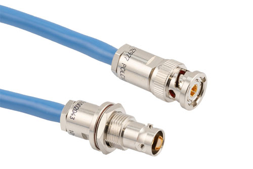 Lead Free 78 Ohm TRB 3-Slot Solder/Clamp Plug to 3-Lug Solder/Clamp Non-Insulated Bulkhead Jack  for PE-30-02001 Twinax Cable