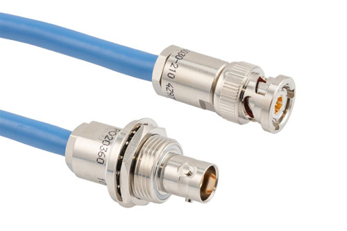 Lead Free 78 Ohm TRB 3-Slot Solder/Clamp Plug to 3-Lug Solder/Clamp Insulated Bulkhead Jack for PE-30-02001 Twinax (.242 O.D.) Cable