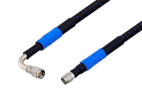 1.85mm Male to 1.85mm Male Right Angle Precision Cable 24 Inch Length Using High Flex VNA Test Coax