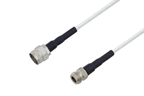 75 Ohm N Male to 75 Ohm N Female Low Frequency Cable 24 Inch Length Using 75 Ohm PE-SF200LL75 Coax, RoHS