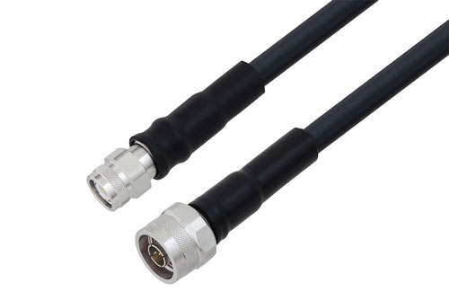 N Male to TNC Male Low Loss Cable Using LMR-400 Coax With Times Microwave Parts , LF Solder