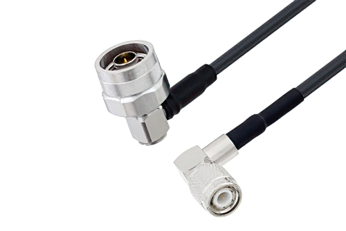 N Male Right Angle to TNC Male Right Angle Low Loss Cable 24 Inch Length Using LMR-195 Coax