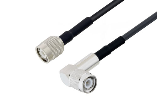 TNC Male to TNC Male Right Angle Low Loss Cable Using LMR-200 Coax with HeatShrink