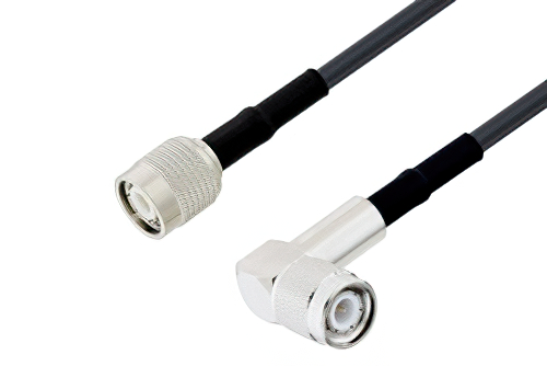 TNC Male to TNC Male Right Angle Cable 50 CM Length Using LMR-200 Coax with HeatShrink, LF Solder