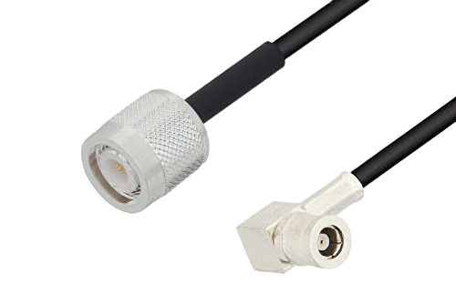 TNC Male to SMB Plug Right Angle Cable 12 Inch Length Using RG174 Coax