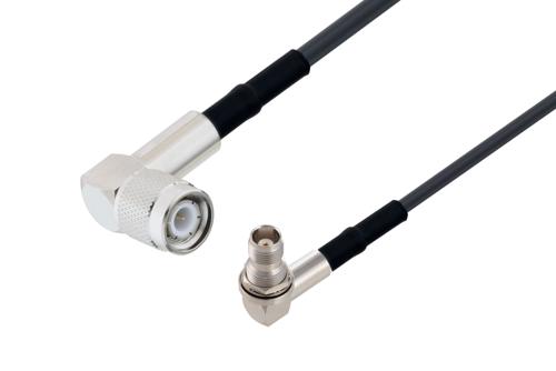 TNC Male Right Angle to TNC Female Right Angle Bulkhead Low Loss Cable Using LMR-200 Coax with HeatShrink and 90 Deg. Clock