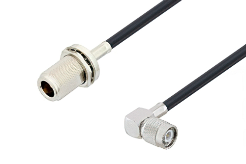 N Female Bulkhead to TNC Male Right Angle Cable 24 Inch Length Using LMR-240 Coax