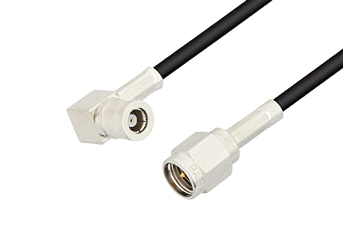 SMA Male to SMB Plug Right Angle Cable 24 Inch Length Using PE-C100-LSZH Coax