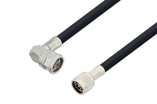 N Male to N Male Right Angle Cable 24 Inch Length Using LMR-400 Coax