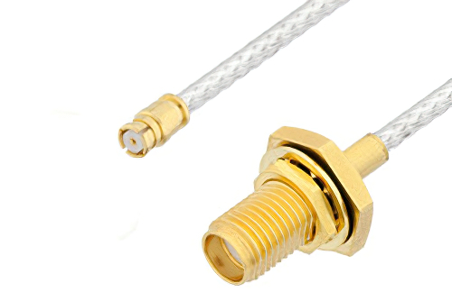 SMP Female to SMA Female Bulkhead Cable Using PE-SR405FL Coax, LF Solder