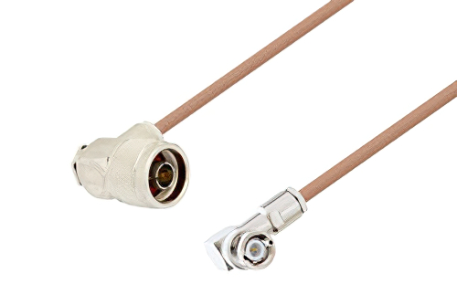 N Male Right Angle to BNC Male Right Angle Cable Using RG400 Coax