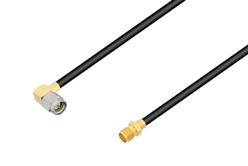 SMA Male Right Angle to SMA Female Cable Using PE-SR402FLJ Coax