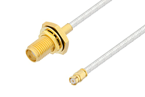 SMA Female Bulkhead to SMP Female Cable 150 cm Length Using PE-SR405FL Coax, LF Solder