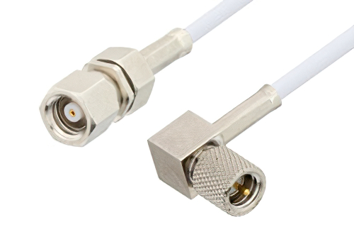 SMC Plug to 10-32 Male Right Angle Cable 150 cm Length Using RG196 Coax