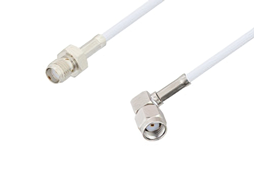 SMA Female to Reverse Polarity SMA Male Right Angle Cable Using RG188 Coax