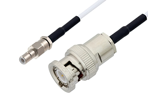 SMB Jack to BNC Male Cable Using RG196 Coax with HeatShrink, LF Solder
