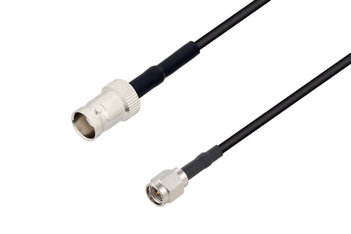 SMA Male to BNC Female Low Loss Cable Using LMR-100 Coax with HeatShrink