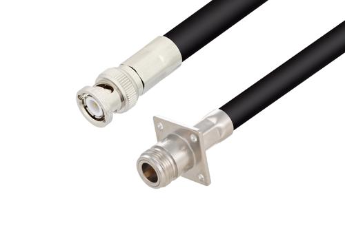 N Female 4 Hole Flange to BNC Male Cable Using RG213 Coax