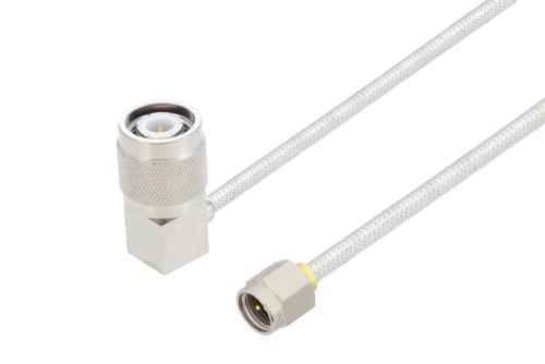 SMA Male to TNC Male Right Angle Cable Using PE-SR402FL Coax