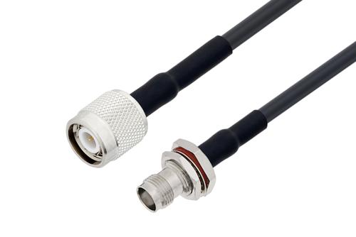 TNC Male to TNC Female Bulkhead Low Loss Cable Using LMR-195 Coax with HeatShrink