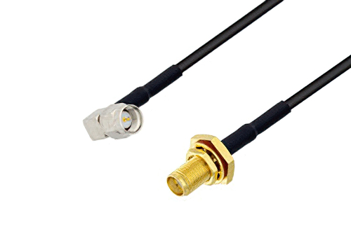 SMA Male Right Angle to SMA Female Bulkhead Cable Using RG174 Coax with HeatShrink