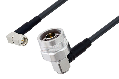 SMA Male Right Angle to N Male Right Angle Cable 100 cm Length Using LMR-195 Coax
