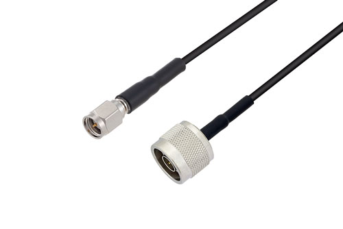 N Male to SMA Male Low Loss Cable Using LMR-100 Coax with HeatShrink
