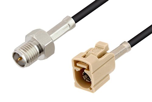 Reverse Polarity SMA Female to Beige FAKRA Jack Cable Using PE-C100-LSZH Coax