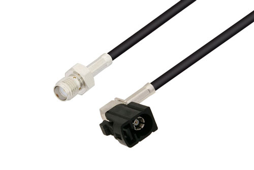 SMA Female to Black FAKRA Jack Right Angle Cable Using RG174 Coax