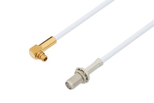 SMA Female Bulkhead to MMCX Plug Right Angle Cable Using RG188-DS Coax
