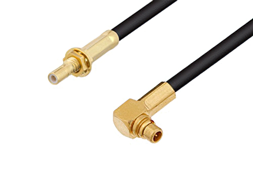 MMCX Plug Right Angle to SSMB Jack Bulkhead Cable Using PE-C100-LSZH Coax