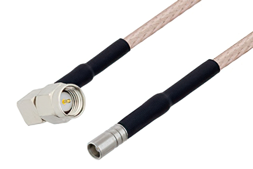 MCX Jack to SMA Male Right Angle Cable 12 Inch Length Using RG316-DS Coax with HeatShrink, LF Solder