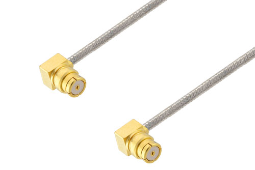 SMP Female Right Angle to SMP Female Right Angle Cable 36 Inch Length Using PE-SR047FL Coax with 270 Deg. Clock