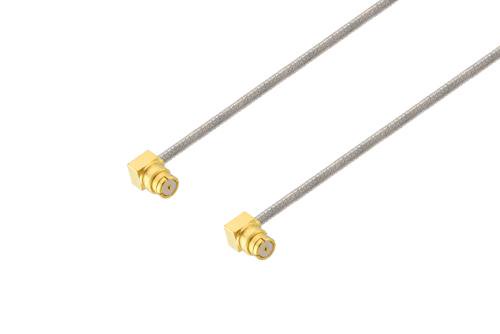 SMP Female Right Angle to SMP Female Right Angle Cable Using PE-SR047FL Coax