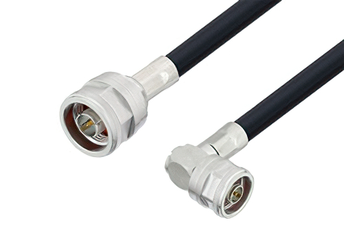 N Male to N Male Right Angle Low Loss Cable 12 Inch Length Using LMR-400-DB Coax