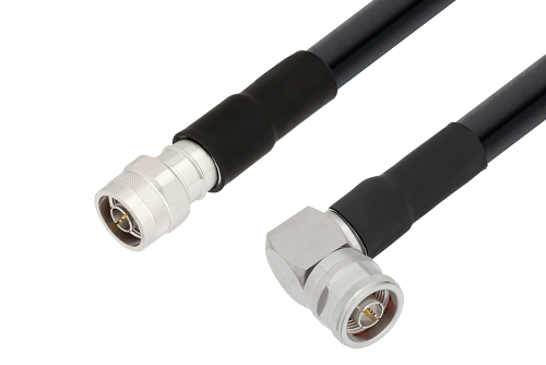 N Male to N Male Right Angle Cable 24 Inch Length Using LMR-600 Coax with HeatShrink