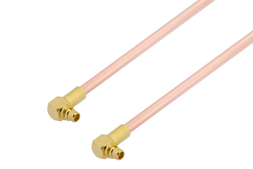 MMCX Plug Right Angle to MMCX Plug Right Angle Cable 3 Inch Length Using PE-047SR Coax with 180 Deg. Clock
