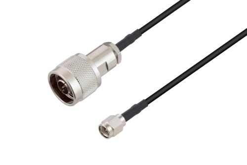 N Male to SMA Male Low Loss Cable Using LMR-100 Coax with HeatShrink