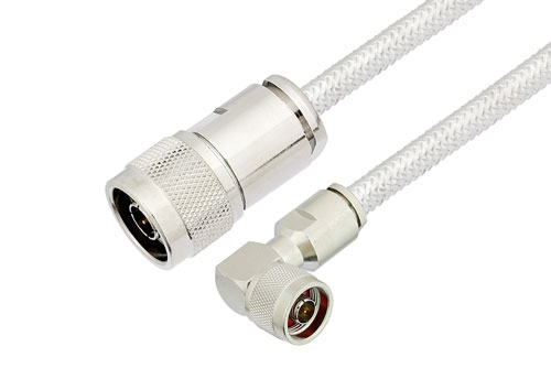 N Male Right Angle to N Male Cable Using PE-SR401FL Coax , LF Solder