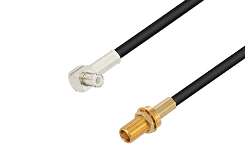 MCX Plug Right Angle to MCX Jack Bulkhead Cable 50 cm Length Using RG174 Coax
