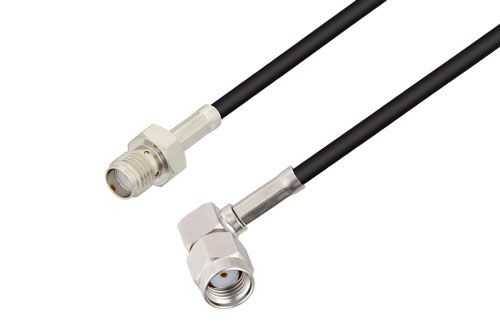SMA Female to Reverse Polarity SMA Plug Right Angle Low Loss Cable Using LMR-100 Coax