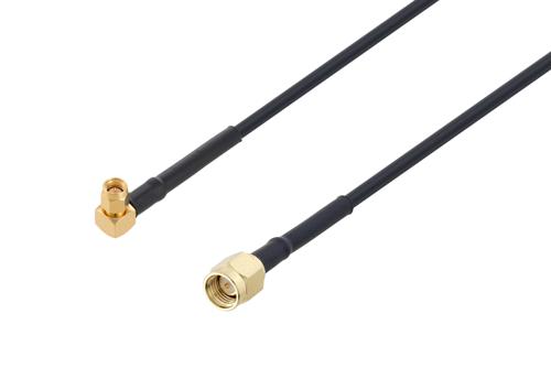 SMA Male Right Angle to SMA Male Low Loss Cable Using PE-C200 Coax with HeatShrink