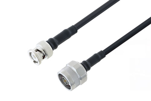 N Male to BNC Male Low Loss Cable Using LMR-200-UF Coax with Times Microwave Components