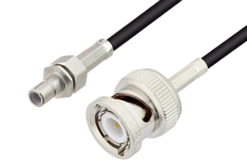 SMB Jack to BNC Male Cable 12 Inch Length Using RG174 Coax, LF Solder